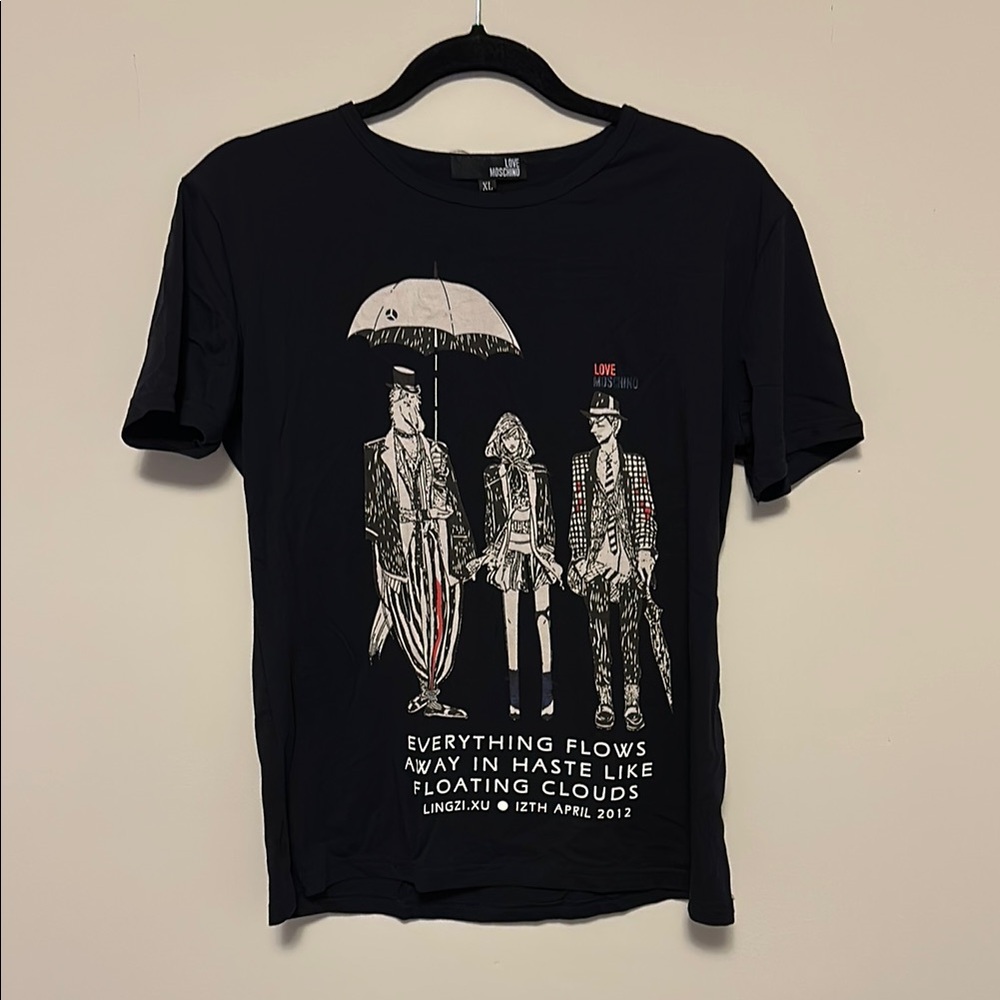 Moschino Black Short Sleeve Graphic Tees